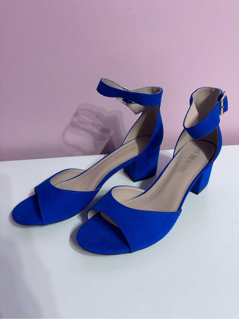 Dream Pairs Royal Blue Block Heel Ankle Strap Sandals